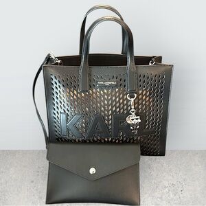 Karl Lagerfeld Black Tote and Pouch Set